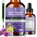 Maksa puhastamine Detox & remont Vedelik tilgad - Piimaohakas, Dandelion, Psyllium Husk & artišokilisand Maksa tervise ja seedimise jaoks - Suhkruvaba Vegani ekstrakt, 2 Fl Oz (30 Servings)
