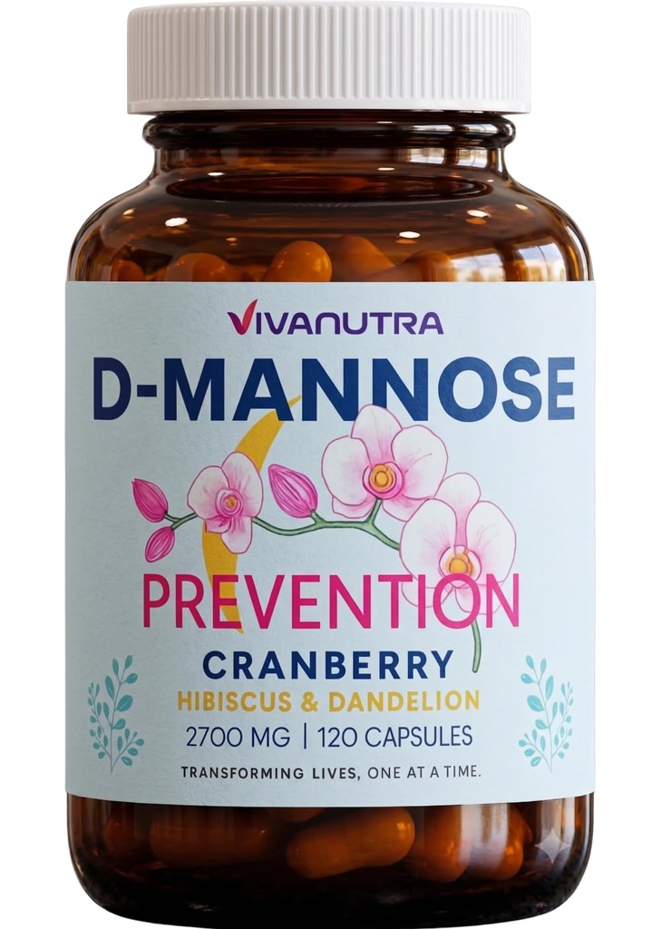 Cranberry D mannose kapslid - D mannoos koos Jõhvika, Hibiscus & Dandelioniga, 2000 mg päevas - toetab kuseteede tervist ja mugavust - 120 Veggie kapslit