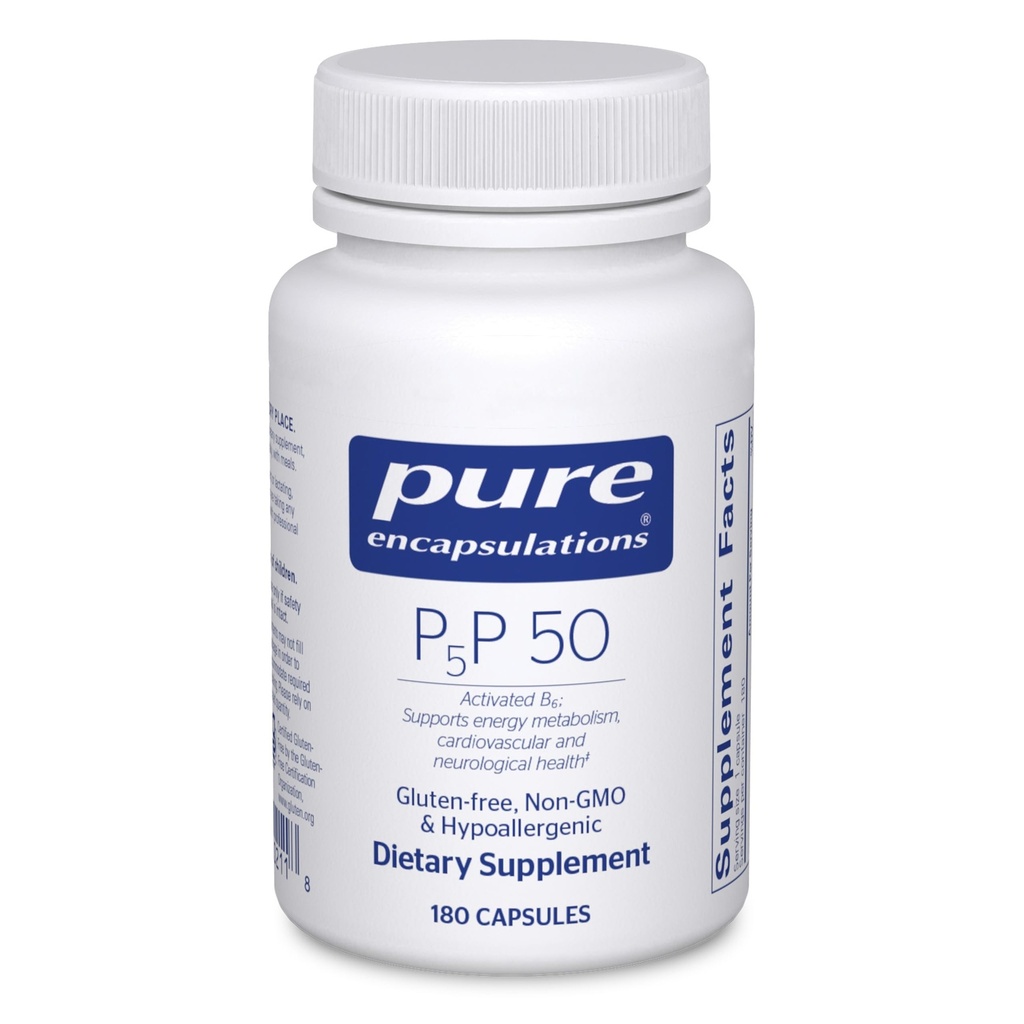 Puhtad kapslid P5P 50 - aktiivne vitamiin B6 - toetab energia metabolismi ja aju tervist * - gluteenivaba ja mitte-GMO - 180 kapslit