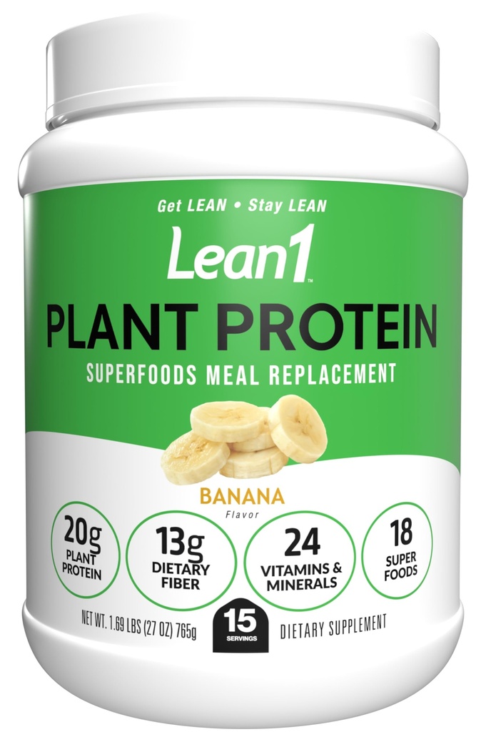 Lean1 taimse valgu pulber, toidu asendaja, banaanimaitse, 15 serveerimine