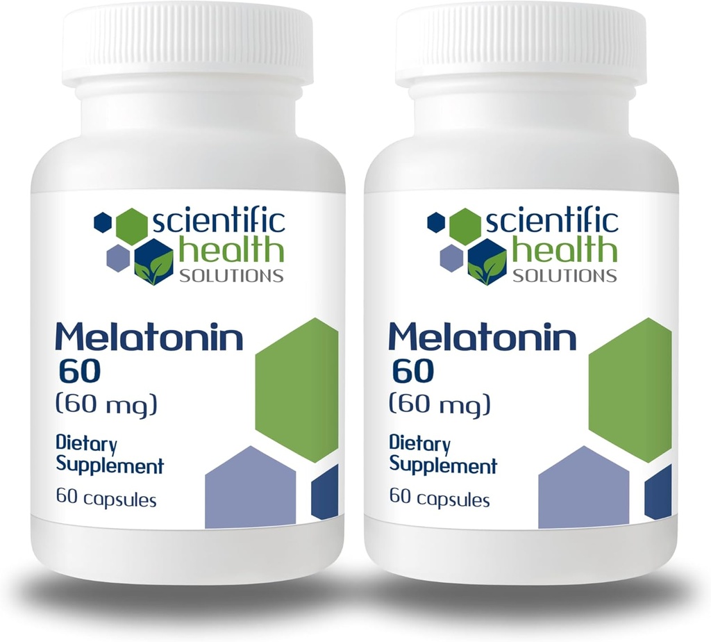 Melatoniin 60mg | Melatoniini kõrge annus kergesti allaneelatavates kapslites | Vegan, mitte-GMO ja gluteenivaba | US- valmistatud ekstra tugev melatoniin (2-Pack)