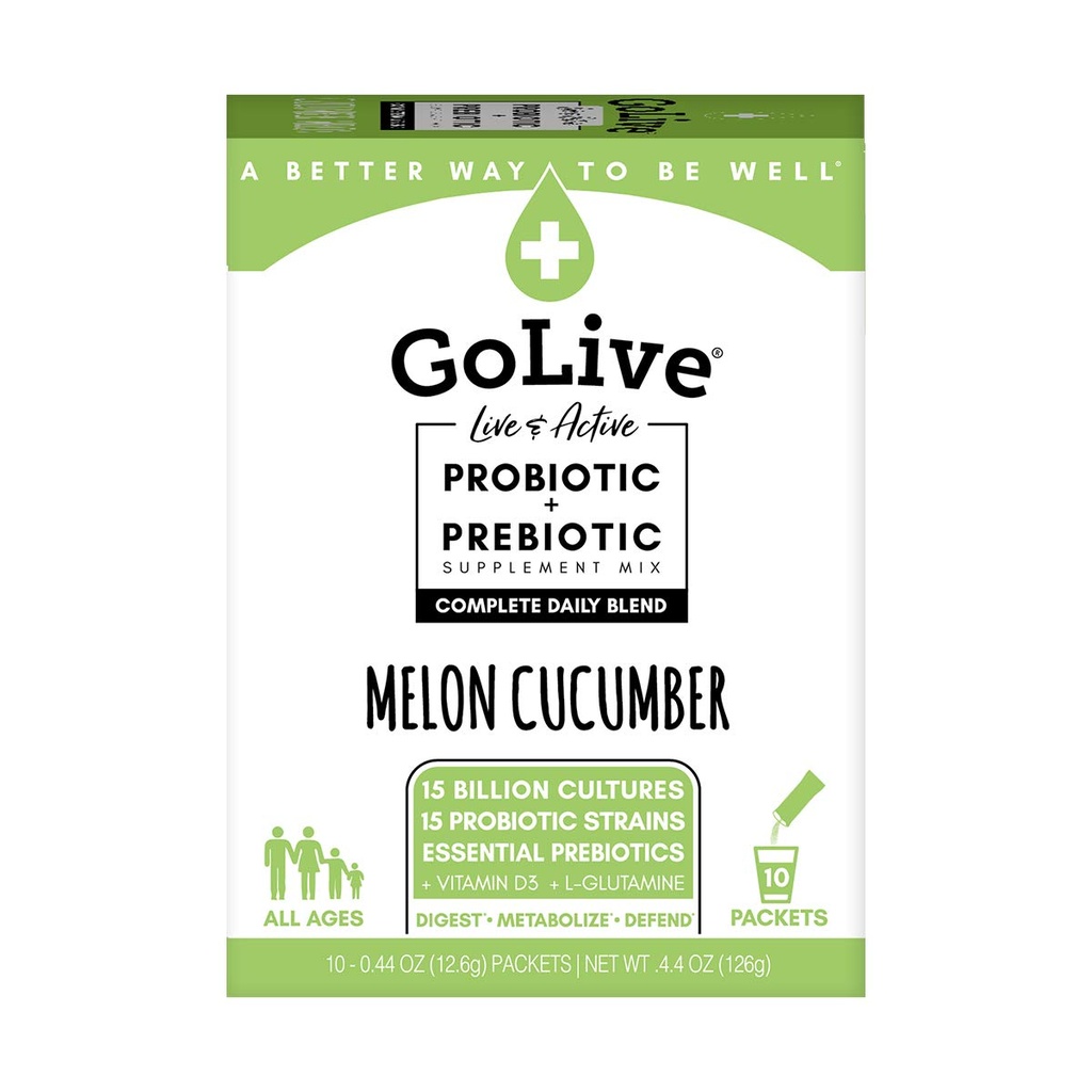 GoLive probiootikumid täiskasvanutele ja lastele, melon ja kurk, 10ct- probiootikumid täiskasvanutele ja lastele, soolestiku ja seedetrakti tervise prebiootilised kiud, mida soovitavad arstid ja dieedid