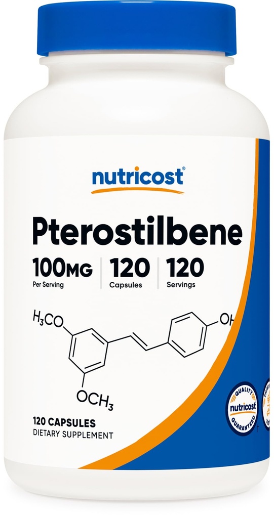 Nutricost Pterostilbene 100 mg, 120 kapslit - mitte-GMO, Gluteenivaba