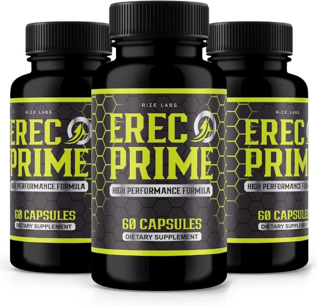 Rize labs (Pack of 3 Erec Prime Pills for Men, High Performance Formula, All-Natural Support for Peak Performance & General Health, Ametlikud ülevaated (180 kapslit)
