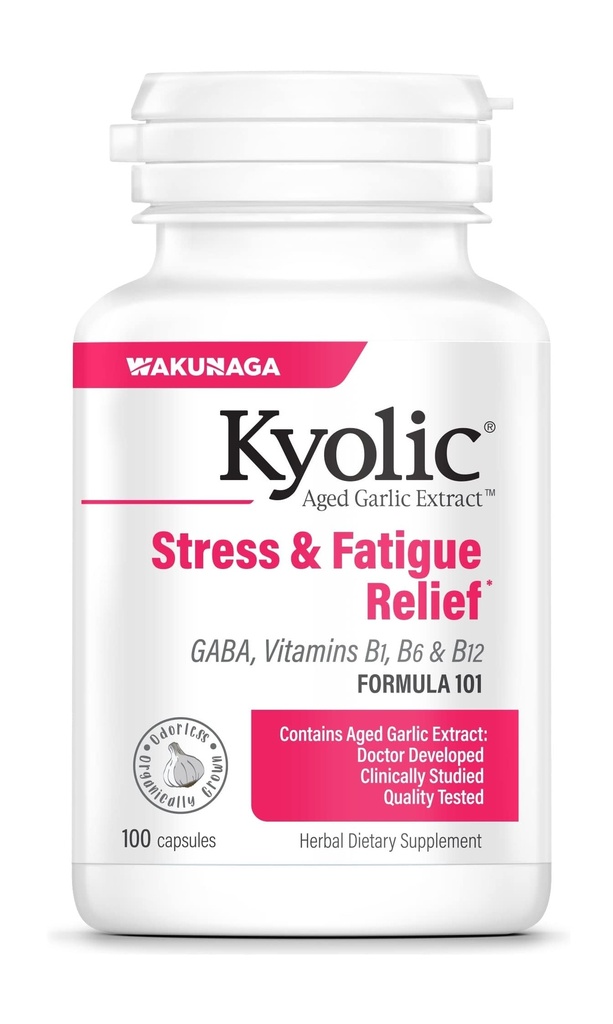 Kyolic Aged Küüslaugu ekstrakt vormel 101, Stress ja väsimus Relief, 100 kapslit.