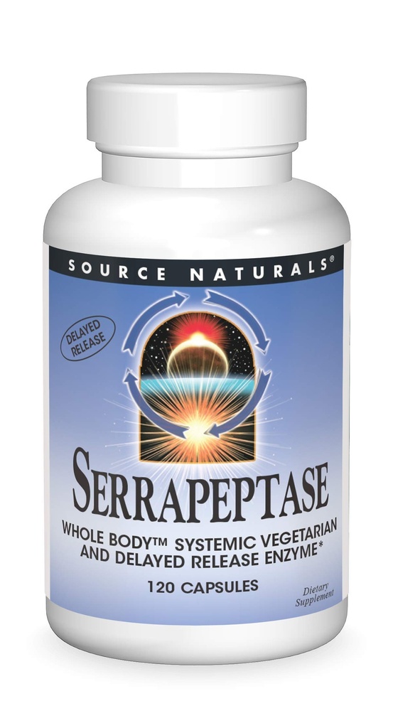 Allikas Naturals Serrapeptaas - hilinenud vabastav ensüüm - 120 taimetoitlast kapslit