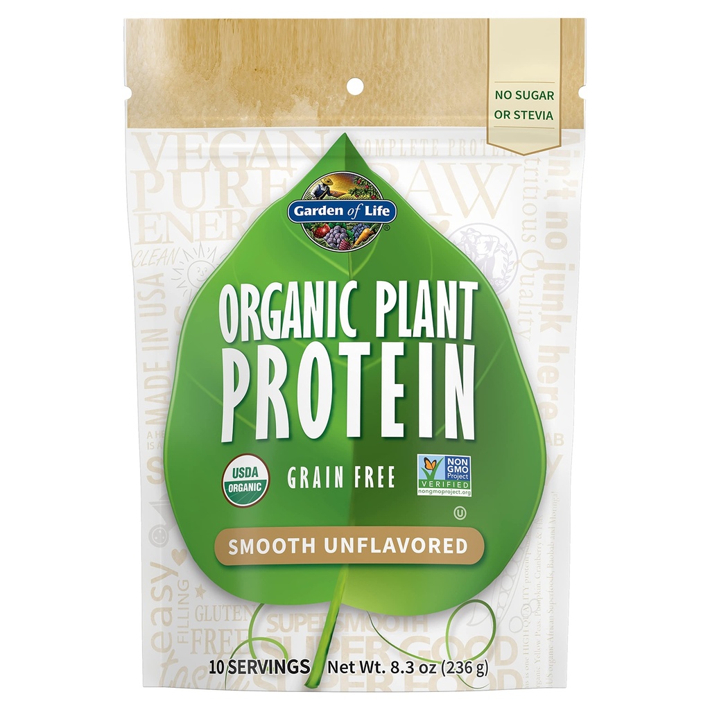 Eluaed Orgaaniline Taimevalk Sujuv Maitsestamata Pulber, 10 Servingut - Vegan, teraviljavaba ja gluteenivaba Taimepõhine Valgukoks, 1B CFU probiootikumid ja ensüümid, ilma suhkru või steviata, 15 g valku