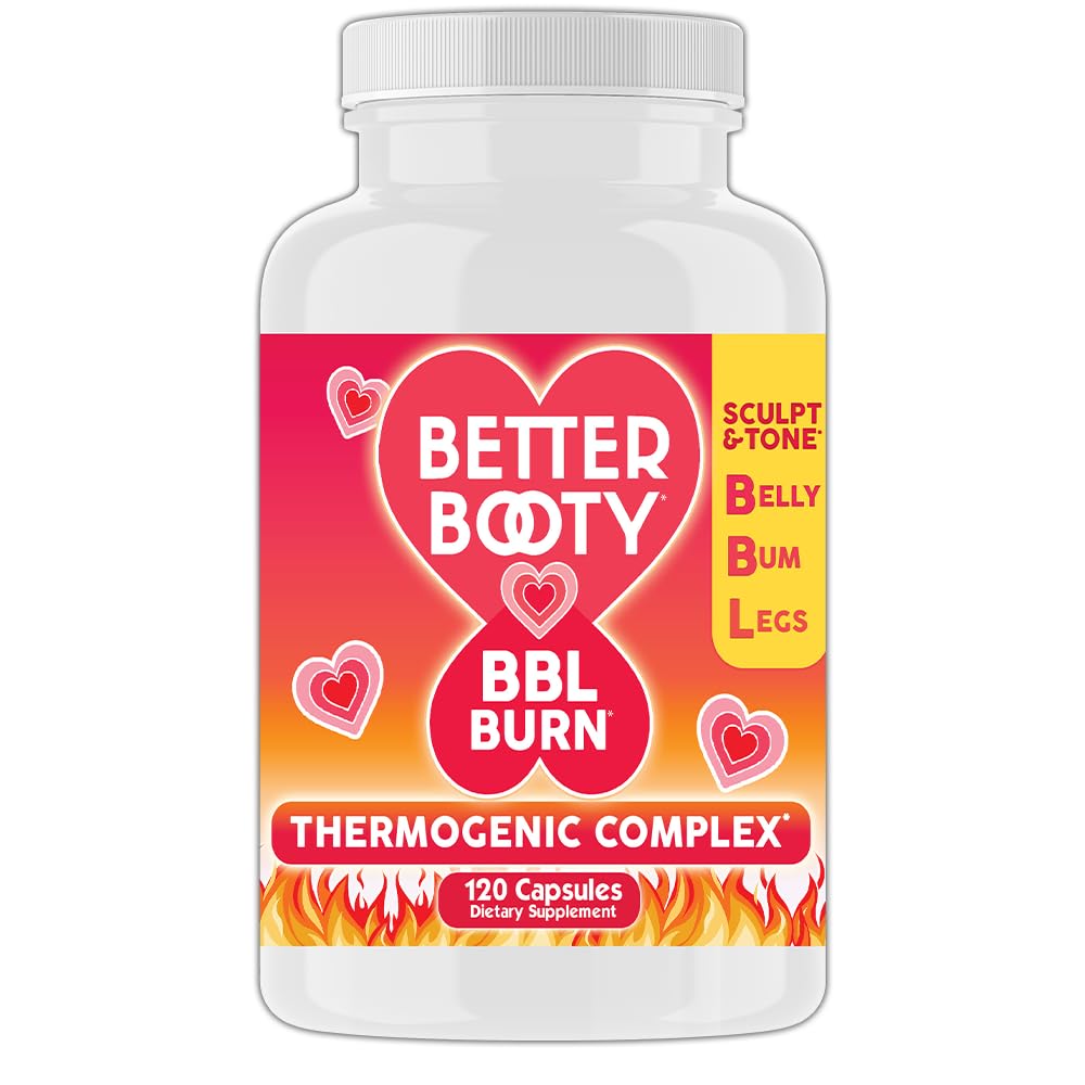 Parem Booty BBL Burn Thermogenic Complex kapslid, toon & Sculpt Belly, Bum + jalad w. Garcinia Cambogia, Guarana, Green Tee Ext, ALA, & Cayenne Pepper Supplement (120ct, 60 Servings)