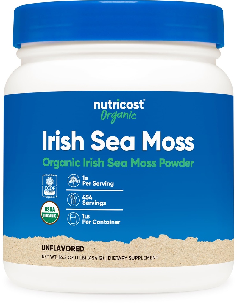 Nutricost Organic Irish Moss Powder (1 LB) - Gluteenivaba, GMO-vaba, taimetoitlane sõbralik