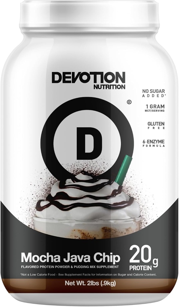 Powder Blend | Gluteenivaba, Keto sõbralik, ei ole lisatud suhkruid | 1 g MCT | 20 g vadakut & Micellar valku | 2 lb Tub (Mocha Java Chip)