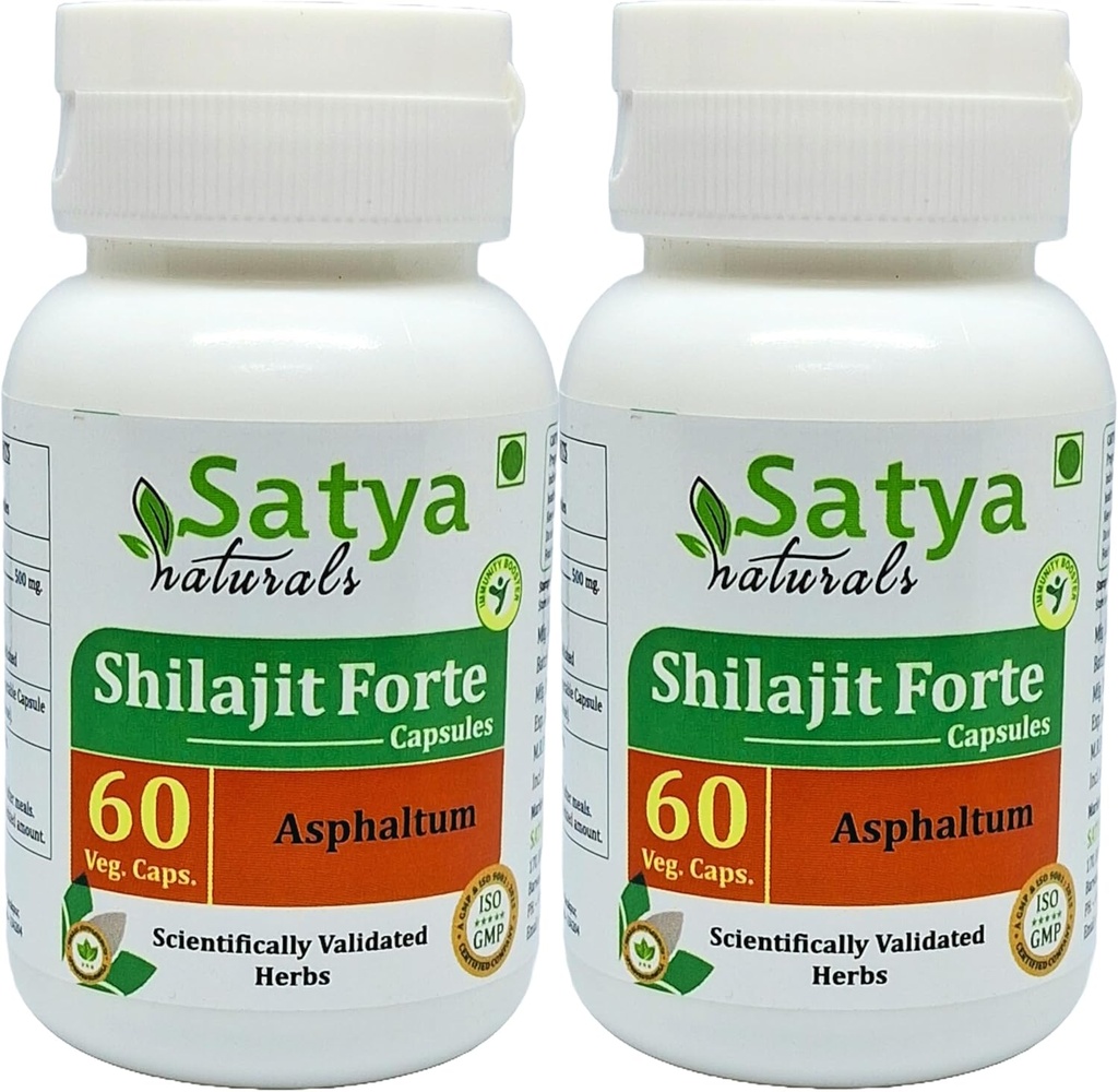 Shilajit Forte Capsules 500 mg. 60 Veg. Kapsel | Shilajit (Asfaltum) Ekstraktsioon Kapslid meestele ja naistele | Ayurveda Taimne Täiendus/ Abinõud | 10: 1 Forte (2 pudelit 60 kapslit)