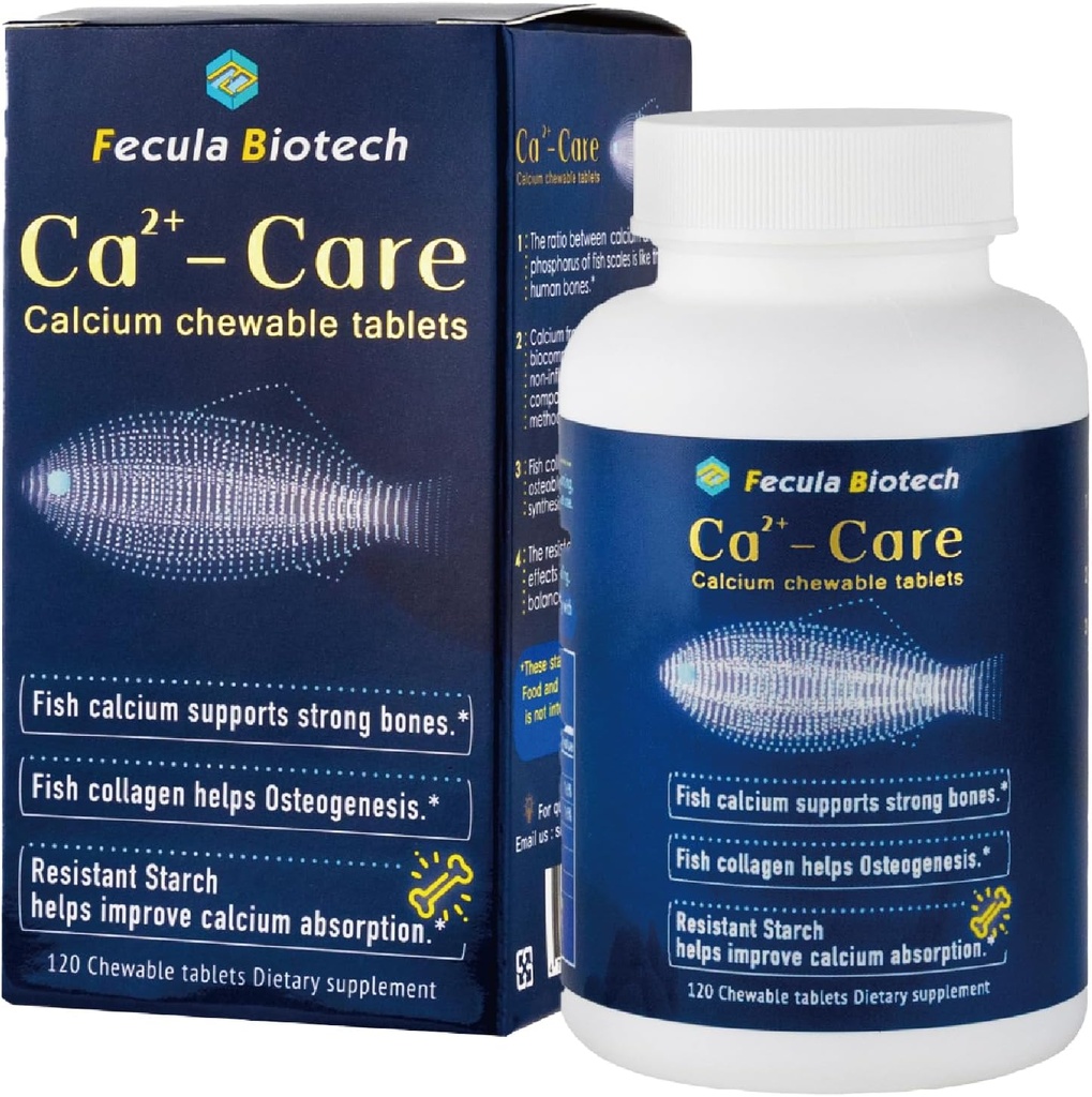 Natural Fish Scale Calcium Supplement igas vanuses | Luude tervis ja lihaste täiendada | Efektiivne imendumine, tugev luutihedus | 120 närimistablettt