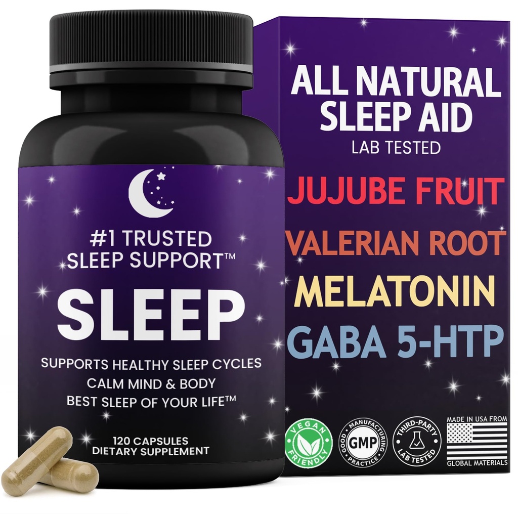 Naturaalne uneabi täiskasvanutele Valerian Juur 5-HTP Melatoniin 120 Mitte-Habit Forming Kapsleid Labor Testitud