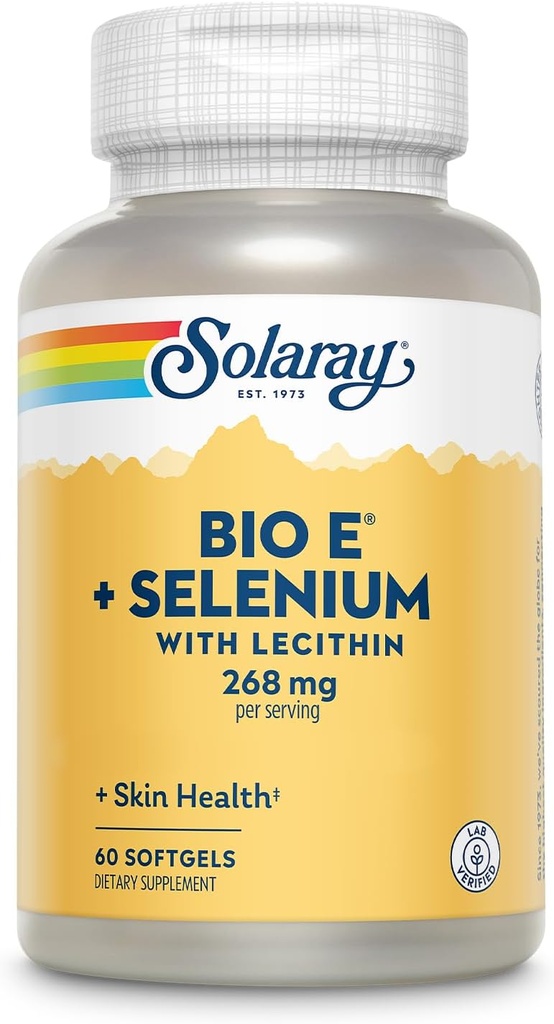 Biovitamiin E 400 RÜ (268 mg) Seleeni 100 mcg ja letsitiin - kilpnäärme tugi, antioksüdant ja immuunsüsteemi tugilisand, kõrge imendumine, Lab kinnitatud, 60-päevane garantii, 30 Servings, 60 Softgels