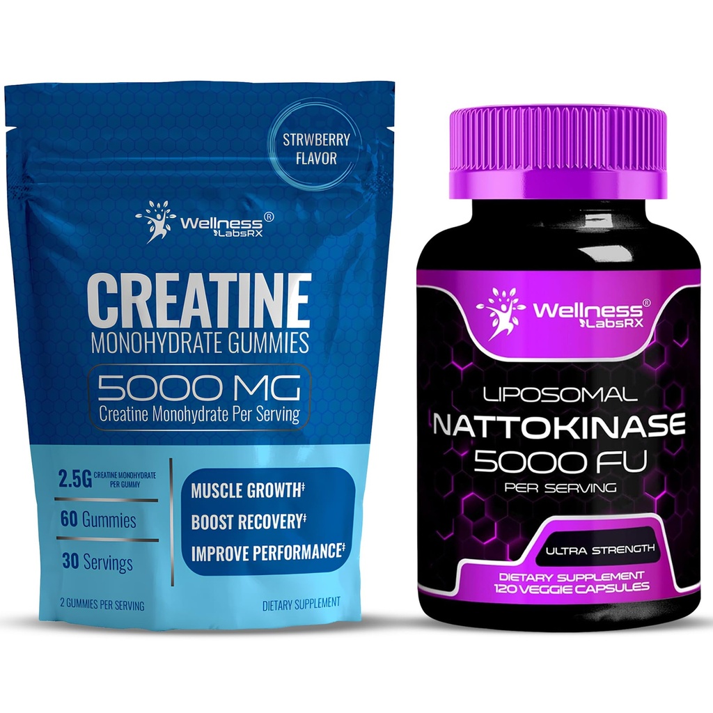 TÄIELIK LABSRX Nattokinaasi lisakapslid 5000 FU - Kreatiinkummid 5000 mg