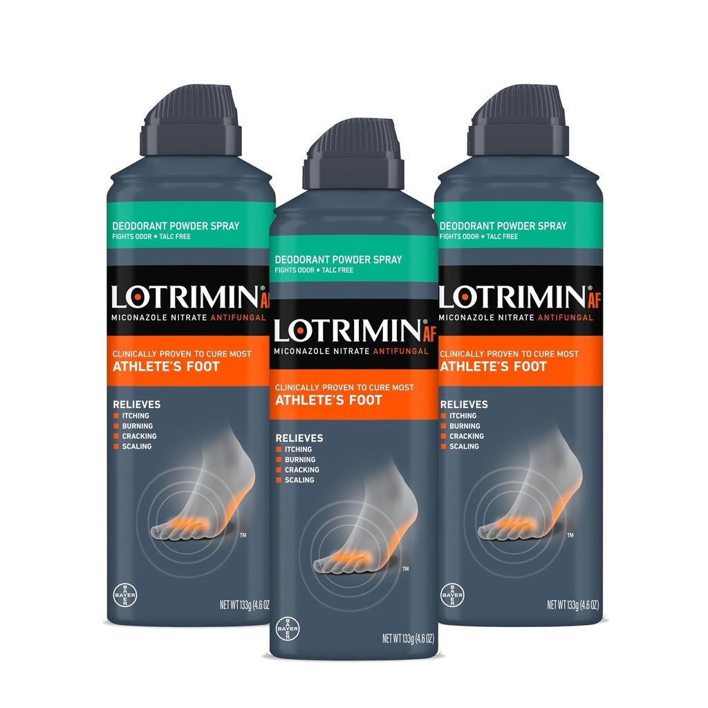 Lotrimin Ravitud deodorant Pulber Spray koos Mikonasool Nitraat 2%, 4,6 oz (pakk 3)