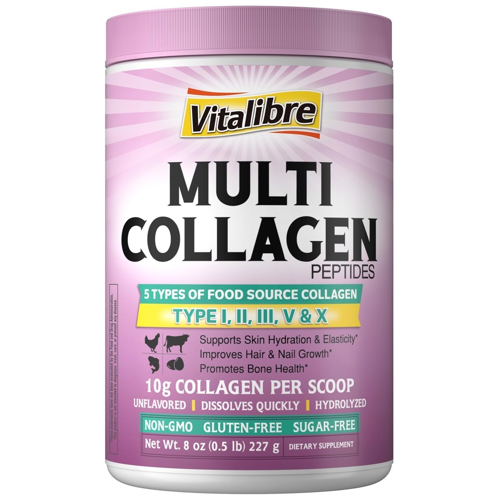 Multi kollageenpeptiidid Pulber tüüp I II III V X, hüdrolüüsitud kollageenvalk naistele ja meestele, nahk, juuksed, küüned, maitsestamata, mitte-GMO, Keto & GF, nullsuhkur, 22 Servings, 8oz