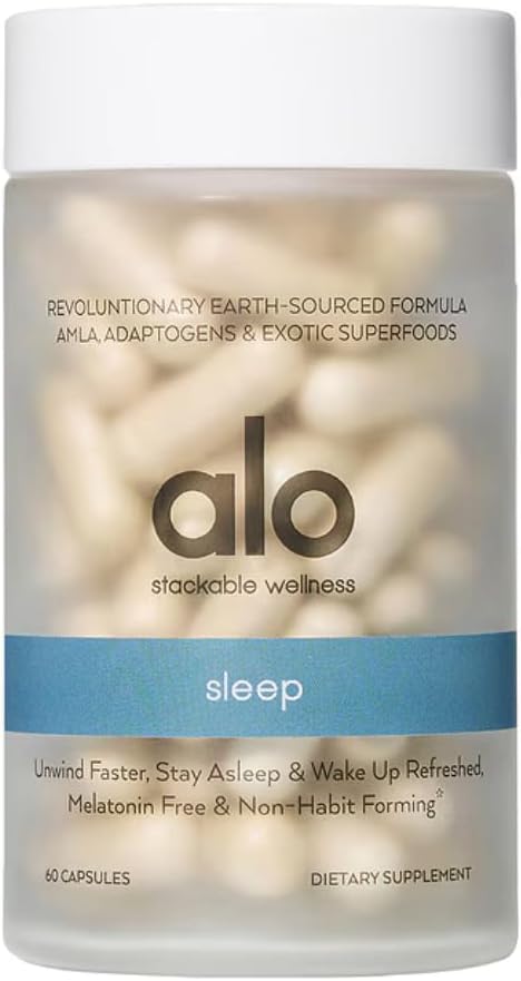 Alo Jooga Sweet Sleep Melatoniin-Free Sleep Support koos Aquamin® Magnesium, GABA & L-Theanine | Soodustab Restful Sleep & Lõõgastav | 60 kapslit