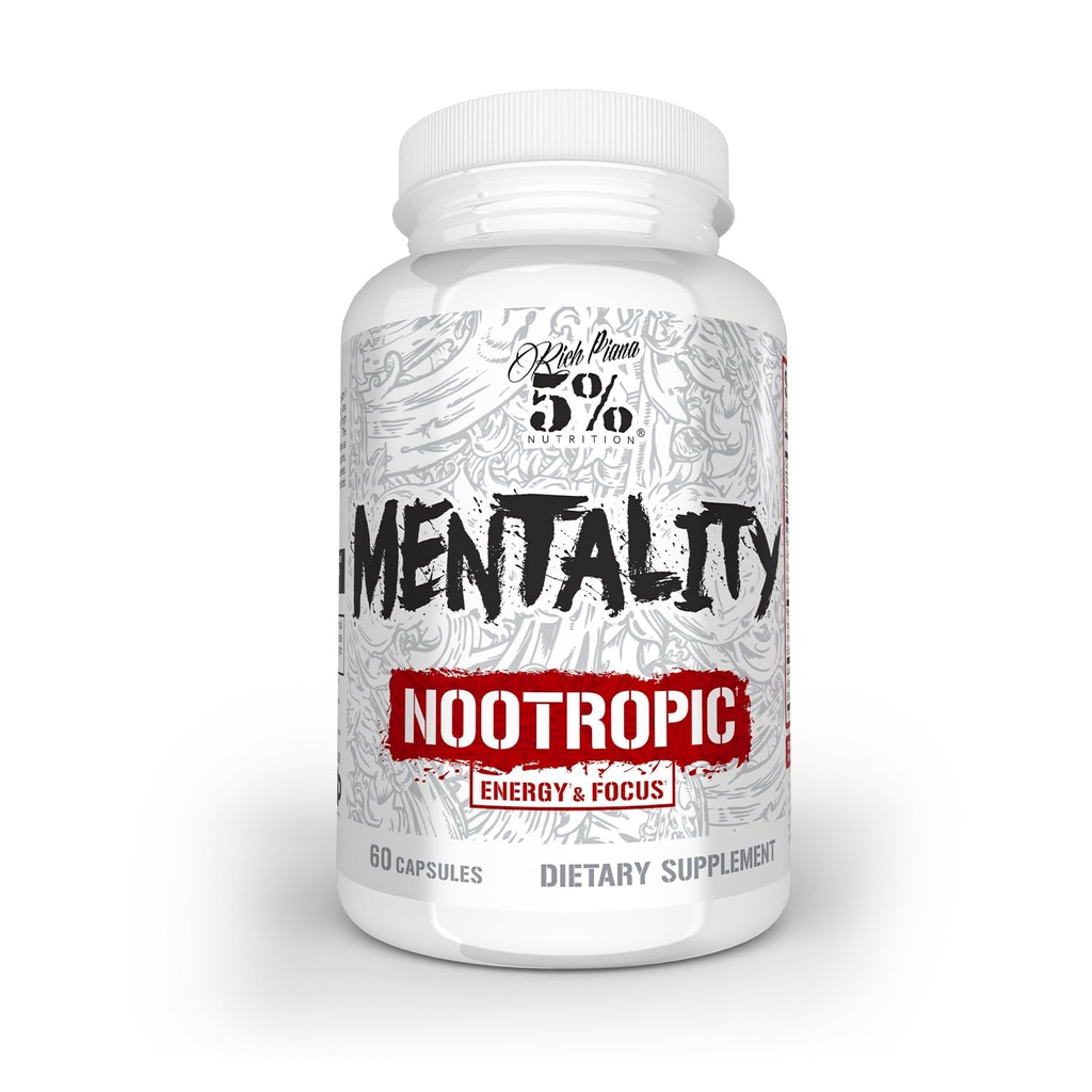 5% Toitumine Rikas Piana Vaimsus Nootroopne Blend | Aju Booster Täiendus jõudluse, mälu, vaimse selguse | ženšenn, Ginkgo, L-Theanine, koliin, Huperzine, 60 kapslit (30 päeva pakkumine)