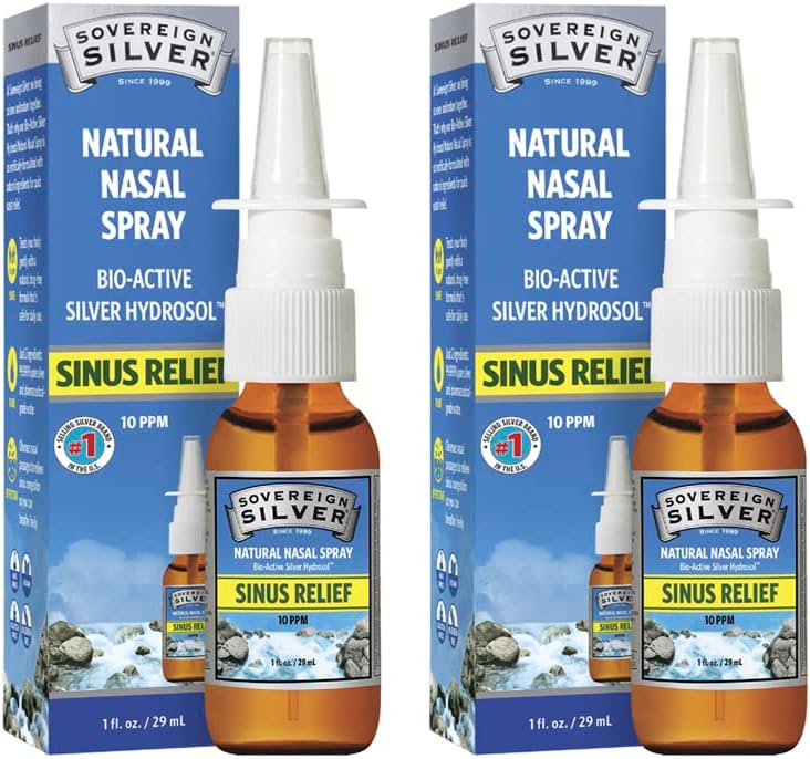 Suveräänne hõbe Bioaktiivne kolloidhõbehüdrosool immuunsuse toetamiseks - 10ppm - 1oz - ninapihusti - 2 pakendis