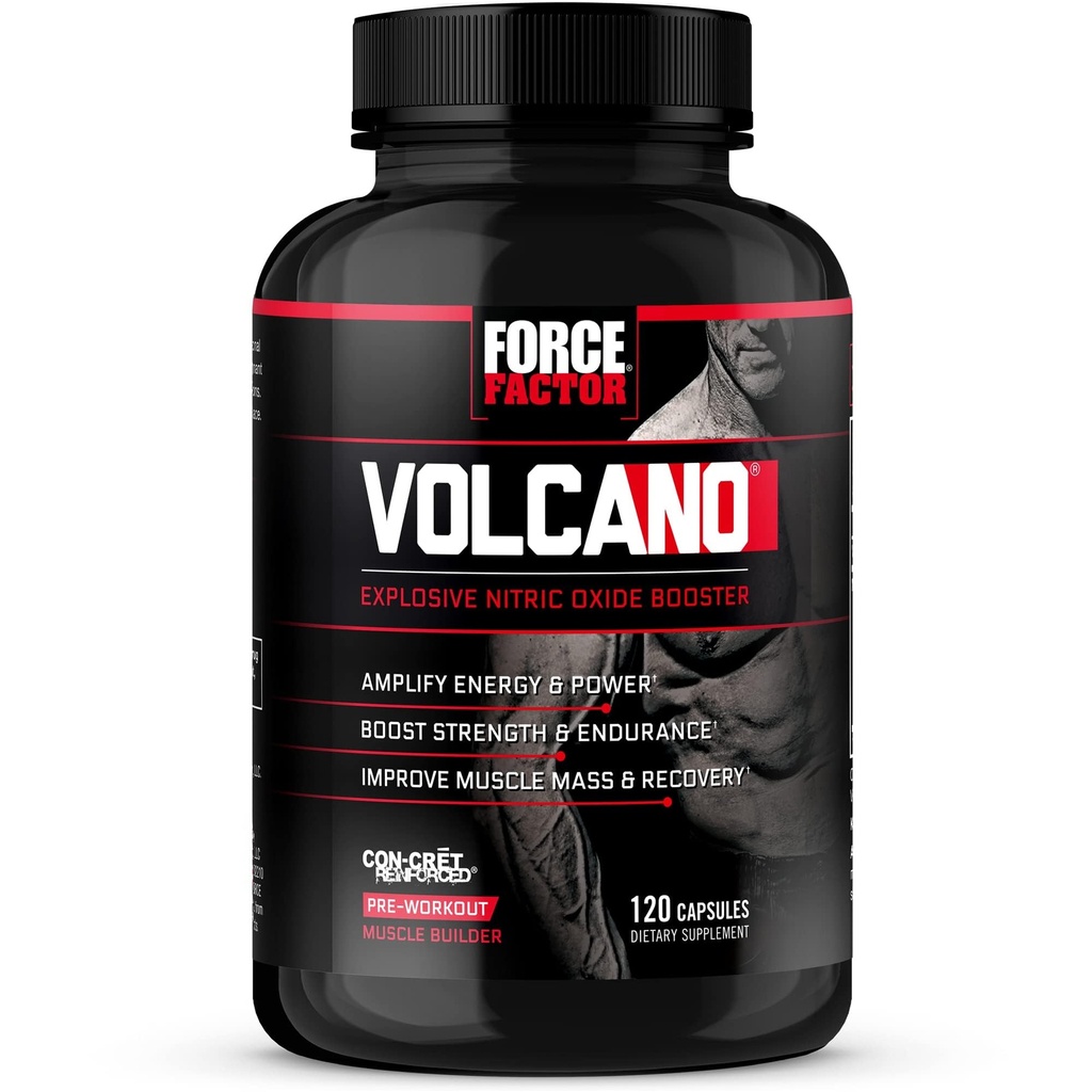 Jõufaktor Vulkaan Pre Workout Lämmastikoksiidi Booster täiendada meestel kreatiini ja L-tsitrulliin suurendada ja energiat, aitab ehitada lihaseid, parem Pump ja treening, 120 kapslit