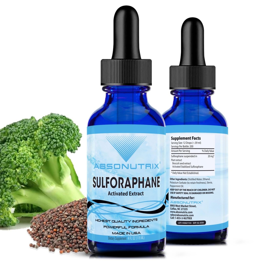 Absonutrix aktiveeritud ja stabiliseeritud sulforaphane, 20 mg, 200 serveerimist, aitab kognitiivset funktsiooni, aitab aeglustada vananemist, kolmanda osapoole testitud, lihtne imendumine, GMP-sertifitseeritud, mitte-GMO, valmistatud USAs,