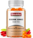Berberiin koos Ceylon Cinnamon Supplement - Berberine Gummies, Orgaaniline Berberine HCL 1200 mg täiskasvanutele, Immune System Support, Suhkruvaba, GMO-vaba, Gluteenivaba, 60 Gummies