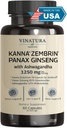VINATURA Kanna Zembrin Sceletium Tortuosum - 50 mg Kanna / Serving, koos Ashwagandha, ženšenni * Aju tervis, stressiabi * Panax ženšenn 80% žensenosiide Ashwagandha kapsleid 10% koosanoliididega