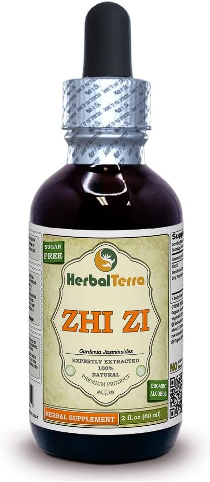 Zhi Zi, Gardenia (Gardenia Jasminoides) Tinktuur, orgaaniline kuivatatud puuviljavedelik ekstrakt (kaubanimi: HerbalTerra, Proudly Made in USA) 2 fl.oz (60 ml)