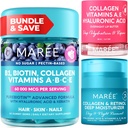 MAREE Bundle - Vitamiin B1 Tiamiinkummid, huulemask, näo niisutaja - A, E, D, C vitamiinid - kollageen ja hüaluroonhape, retinool - kompleks nahale, küüntele, juustele - mask kuivadele huultele - vananemisvastane kreem