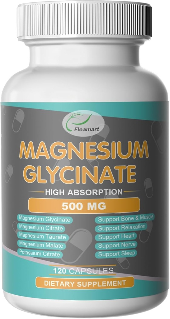 Magneesiumglütsinaat 500 mg kapslid une, südame, närvi ja luu jaoks, lihaste magneesiumilisandi kompleks, lõõgastus - 120 kapslit (60 päeva pakkumine)