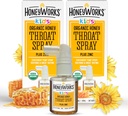 HoneyWorks Kids Throat Spray valuliku kurgu leevendamiseks, 1 Oz (pakk 2) rahustav mitte-GMO USDA orgaaniline tume mesi + tsink, kiire toimega leevendus, 12 kuud +