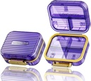 Acedada väike Pill Box, Travel Pill Korraldaja, Compact 7-Compartment Niiskuskindel Pill Case Purse, Chic Daily Pill konteineri, Portable Medicine & Vitamiinide Hoidja Fish Oil & Supplements, Purple