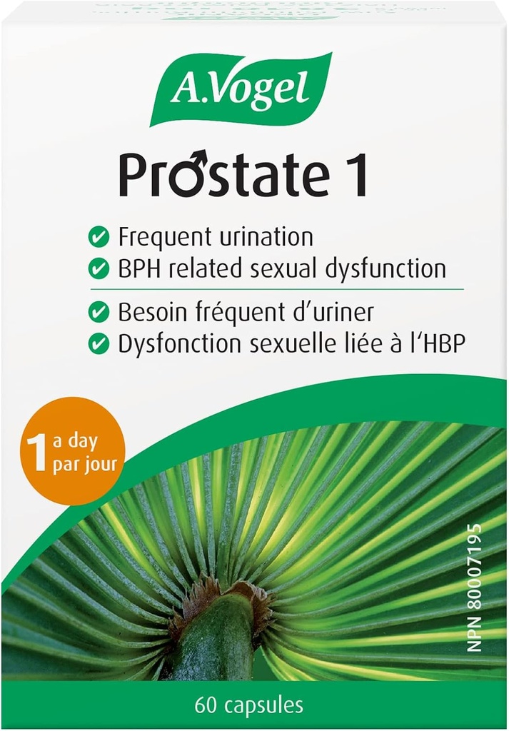 A. Vogel Prostate 1 - Orgaaniline Saw Palmetto eesnäärme tugisammas - 85 protsenti rasvhappeid - kliiniliselt tõestatud efektiivsus (60 kapslit)