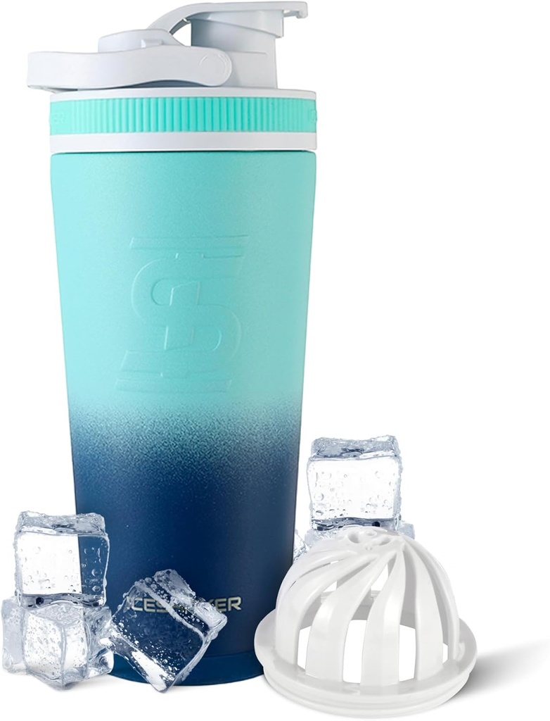 Ice Shaker Isolated Stainless Steel Shaker Bottle | 26oz, Navy/Mint | Cold for 30+ Hours | Isoleeritud karikas Twist-on Agitatoriga | Lõhnavaba pudel proteiinikokteilide, vee, smuutide, kokteilide jaoks