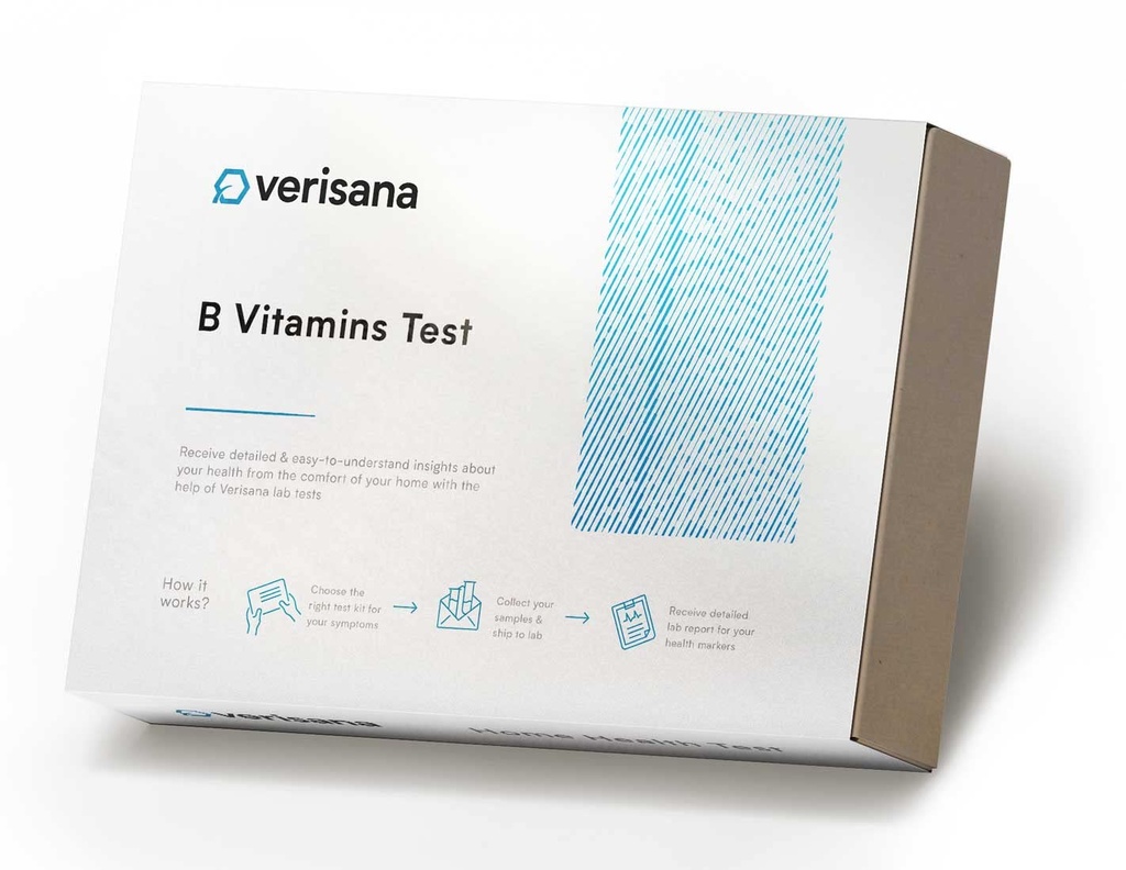 Verisana B-vitamiinide test - määrake oma vitamiini B9 ja B12 väärtused kergesti ja mugavalt kodust - CLIA-sertifitseeritud labori analüüs