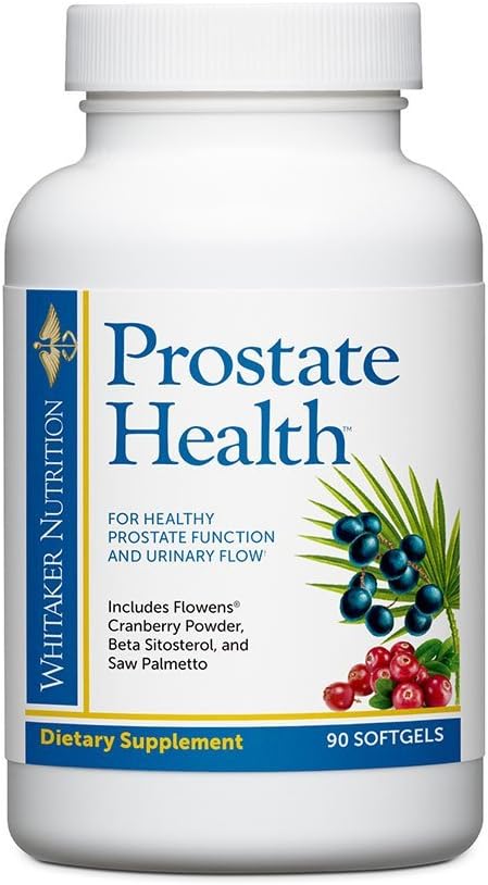 Dr Whitakeri eesnäärme tervis Saw Palmetto ekstraktiga, Flowens Cranberry Powder ja Beta Sitosterol, et toetada eesnäärme funktsiooni, põie tervist ja edendada pea kuseteede voolu, 90 pehmet geeli