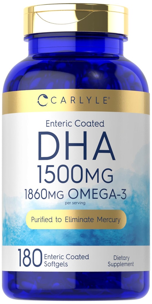 Carlyle DHA Supplement 1500mg | 180 Softgels | Omega-3 Supplement | Non-GMO, Gluteenivaba