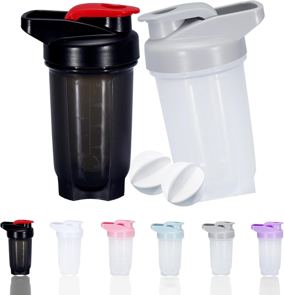 Shaker Bottle Protein Shakes Cup ja 10-Ounce/300ML ShakerBottle koos Whisk Balls, Protein ShakerBottles Set, Mitte-BPA plastik (Black + Hall(2PCS))
