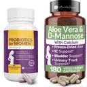 Probiootikumid naistele, kellel on Aloe Vera ja D-mannoos täielikuks terviseks, mis toetab: UTI; BV; YI ja vaginaalne tervis ja on mitte-GMO - vegan 240 Veg pillidega