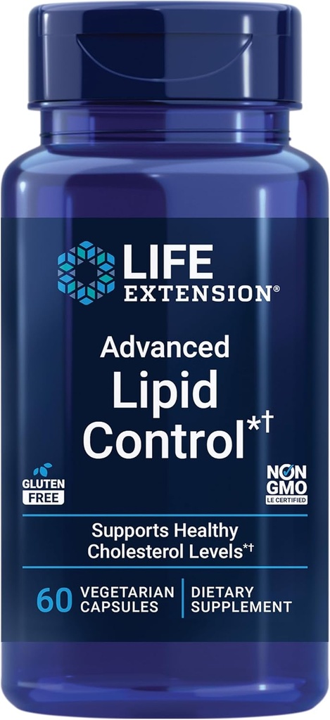 Life Extension Advanced Lipid Control, amla Extract, Indian Gooseberry, Heart Health, endothelial Health, Vegetarian, Gluten-Free, 60 Capsules