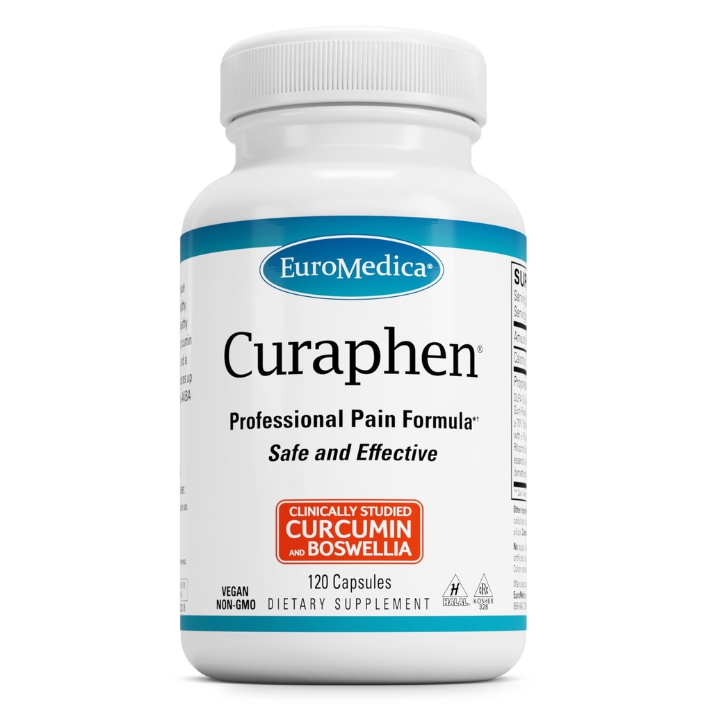 EuroMedica Curaphen - kurkumiinilisa vereringe ja endorfiini toetamiseks - juhusliku ebamugavuse toetamine - aitab tervislikke lihaseid - 120 kapslit