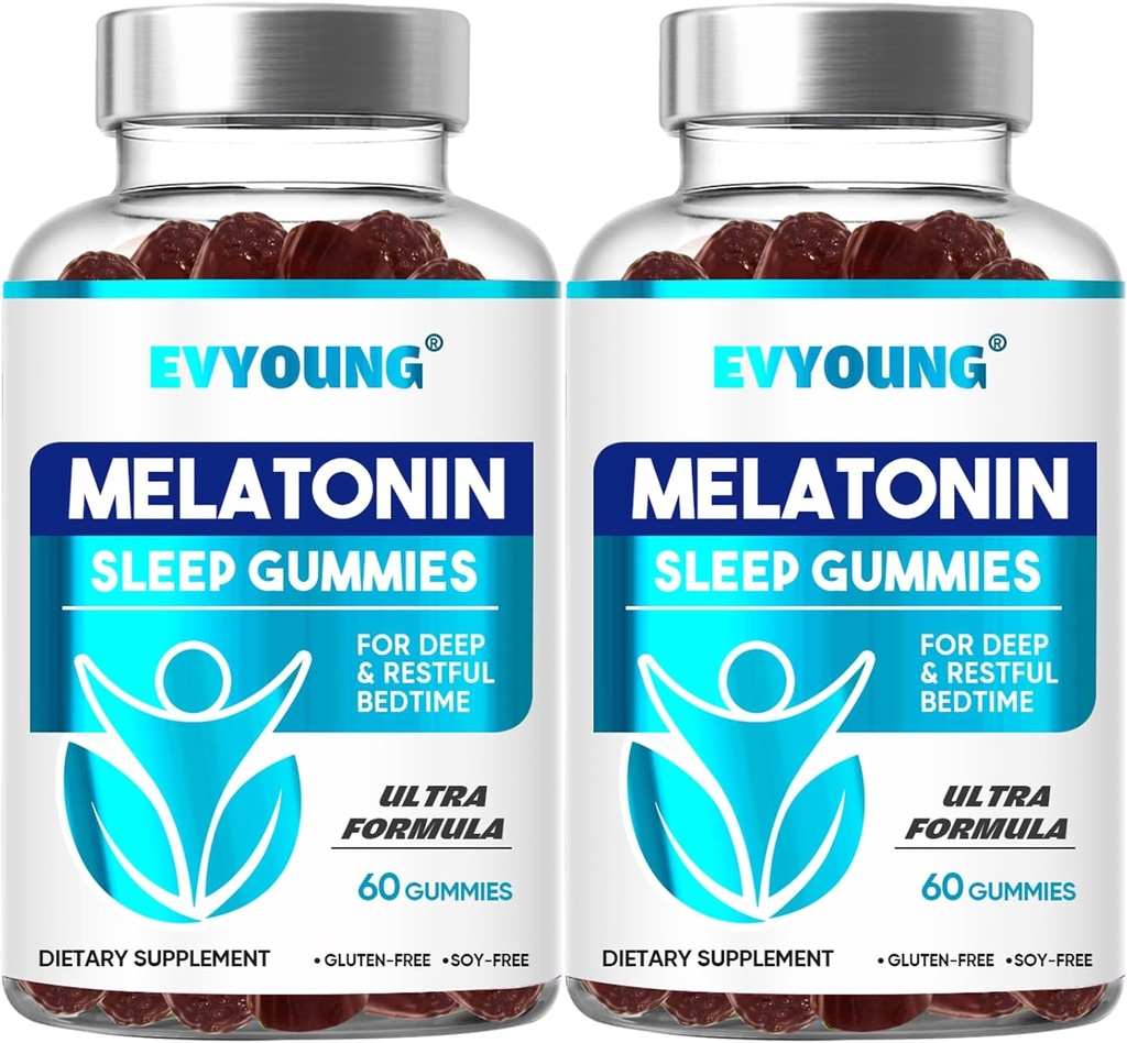 EVYOUNG Melatoniin Gummies, Unetoetus täiskasvanutele, 1000 mcg Melatoniin 120 Gummies kuni 60 päeva pakkumine, Magamiseks vajalik täiendus