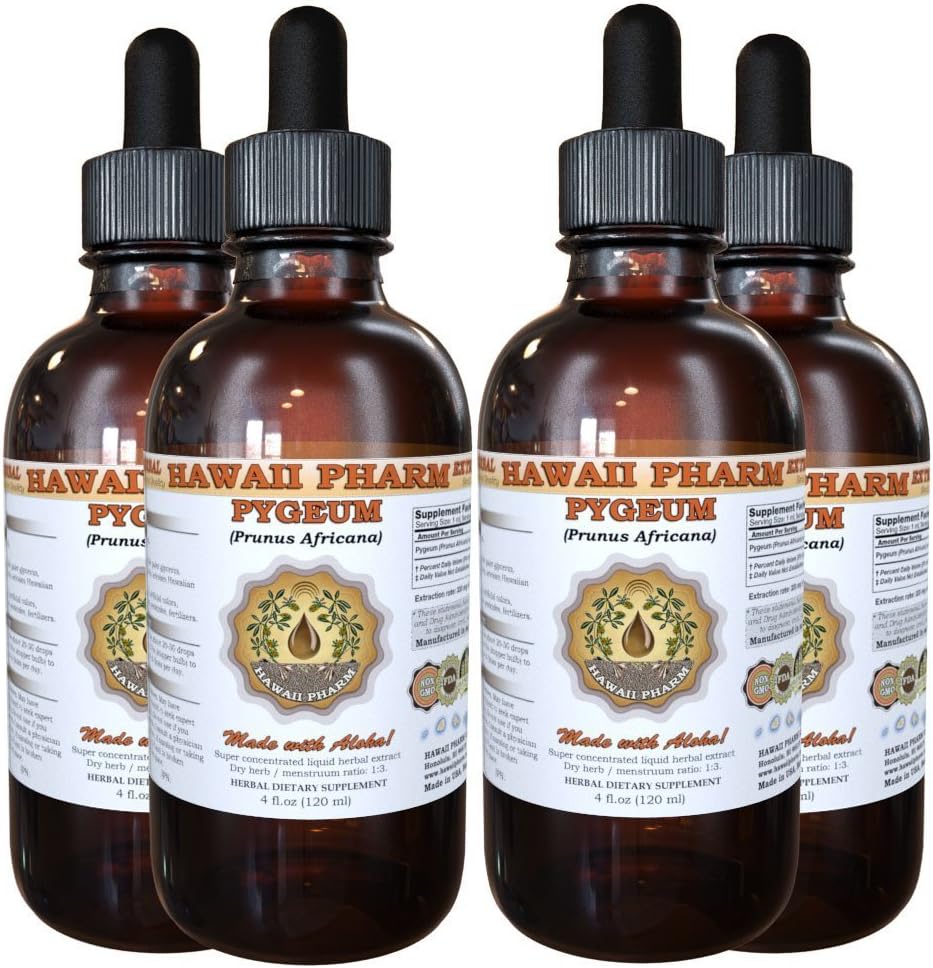 Hawaii Pharm Рygeum Liquid Extract, Рygeum (Рygeum Africanum) Tinktuur, Taimne täiendus, valmistatud USAs, 4x4 fl.oz