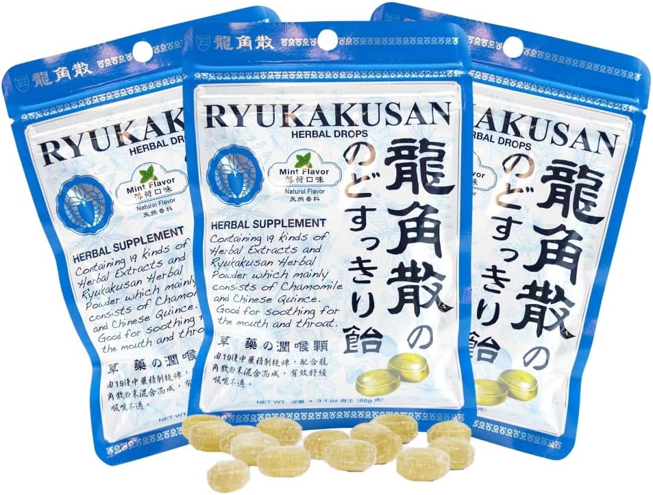 Solstice Medicine Company Ryukakusan Taimsed tilgad (3. pakk) - Mündi maitse (Soothes Throat & toetab hingamist)