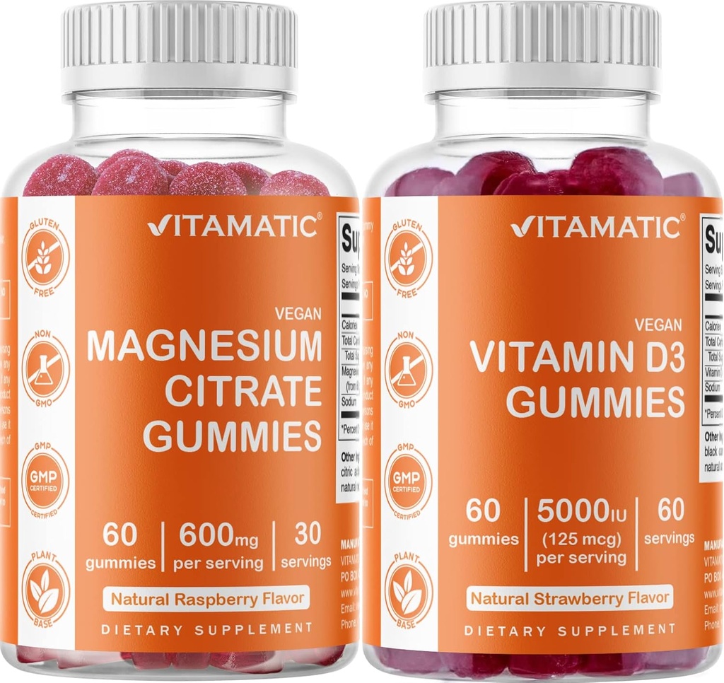 Vitamatic Magnesium & Vitamiin D3 Gummies Combo - 60 Vegan Loe igaüks