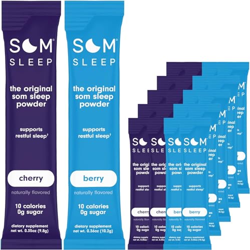 Som Sleep, Restful Sleep Zero Sugar Powder Drink Mix 20 pakendikomplekt: Cherry & Berry Flavor - Vegan, Keto