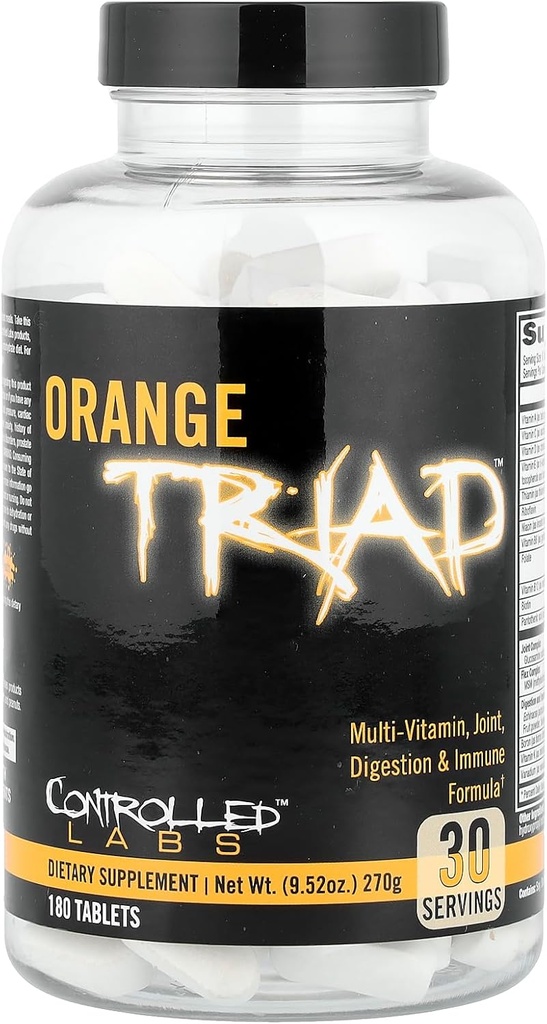 KONTROLLITUD LABS Orange Triad Päevane multivitamiin, Rauavaba spordilisa treeninguks, seedimiseks, immuunsuseks ja liigesteks, 45 servi - tabletid (180 loend (1. pakk))