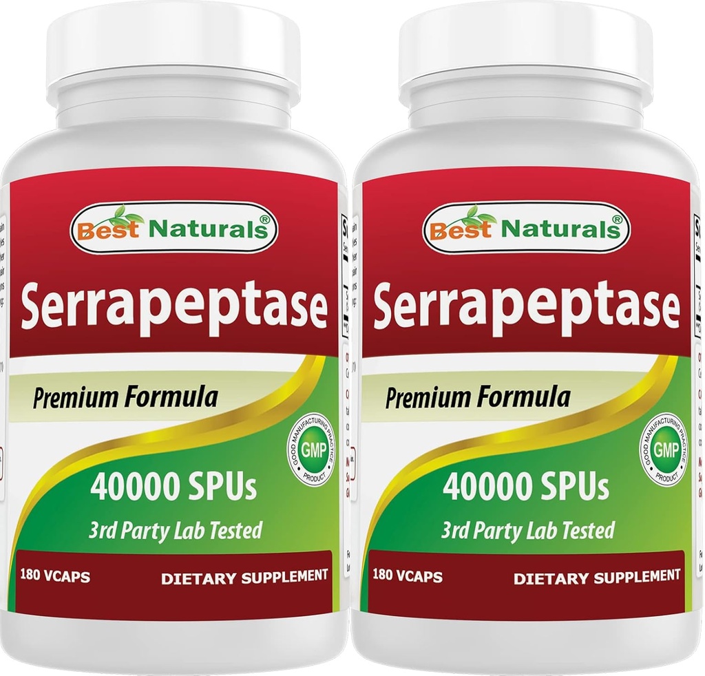 Parimad looduslikud Serrapeptaas 40000 SPU 180 kapslit (180 loendit (2 pakendit))