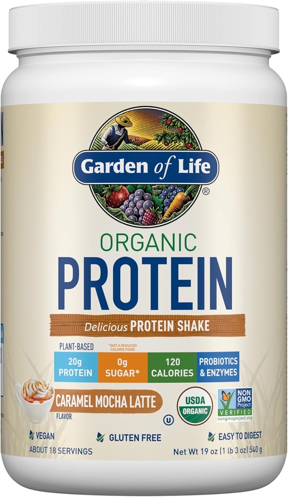 Eluaia veganvalgu pulber - karamelli Mocha Latte - 20 g taimevalku, BCAA-sid, probiootikume ja seedeensüüme - Gluteenivaba, mitte-GMO